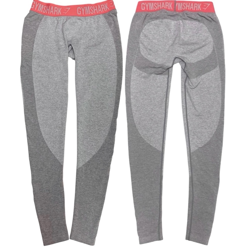Gymshark Flex Leggings Light Grey Marl & Sherbert Pink Size Medium